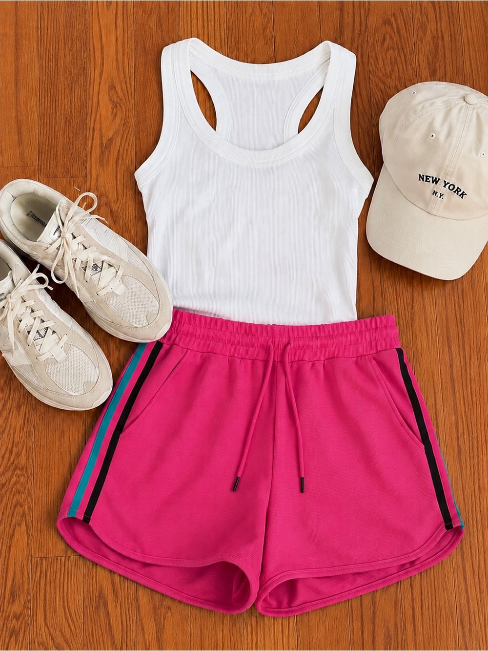 Entro Hot Pink Athletic Shorts Drawstring Gym Running Pockets Women’s Large